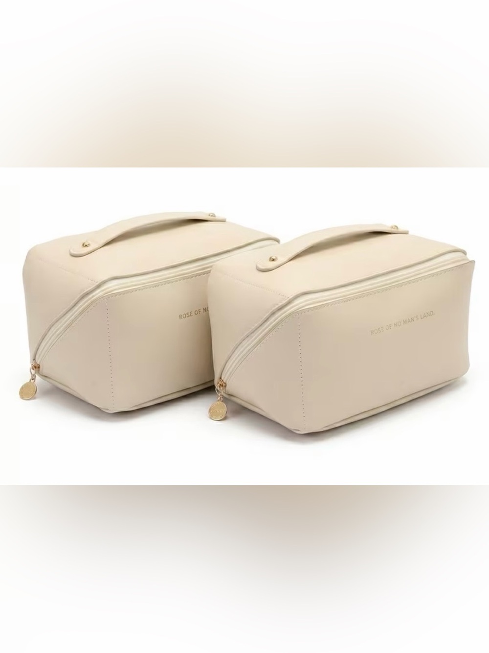 Cream Travel Makeup Organizer Bag - Picture 2 of 4